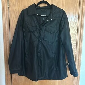 Urban Republic poly faux leather shirt jacket size large.